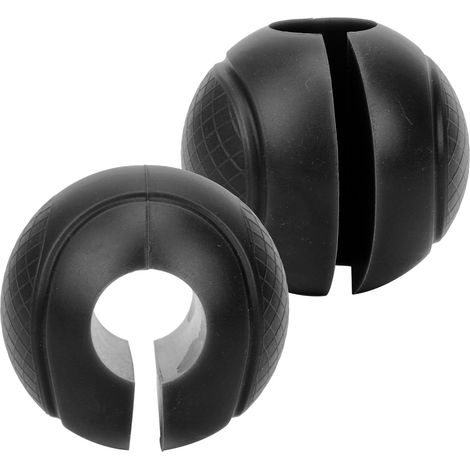 Lot de 2 poignées de barre d'haltères rondes et épaisses en silicone, adaptateurs pour haltères, bande de maintien pour les mains, noires (1/5)