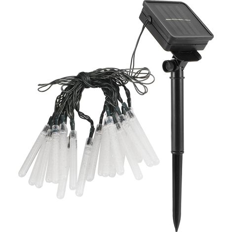 Guirlande lumineuse solaire à 20 têtes en forme de colonne de bulles, bleue, pour décorer la maison pendant les fêtes. (1/5)