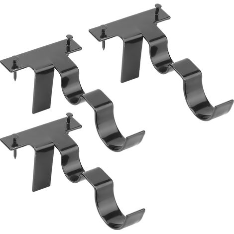 Lot de 3 Support tringle rideau, Fer haute dureté, Pour diamètre 2,5 cm et 1,6 cm, Extension 10 cm, Cadre fenêtre bois (1/5)