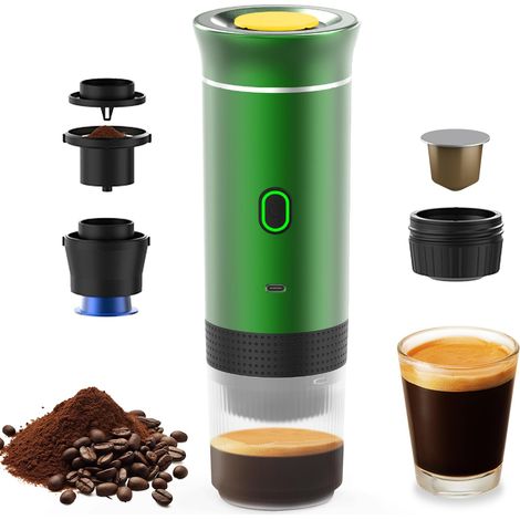 Machine à café électrique portable 3 en 1 avec capsules et café moulu, 15 bar et chauffage pour voiture, maison, voyage (1/5)