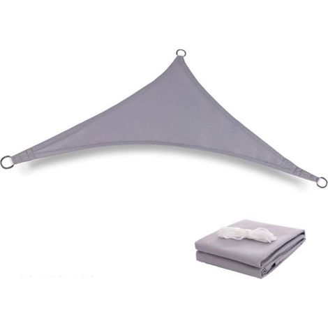 Voile d'ombrage triangulaire Gris 3x3x3M-ombrage extérieur cour jardin auvent Anti-ultraviolet (1/5)