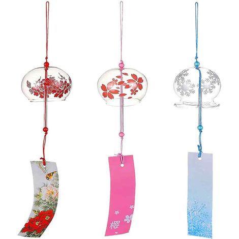Carillon Japonais - Verre Transparent - Décoration Pour Jardin Et Cour Intérieure - Lot De 3 Pièces (1/5)