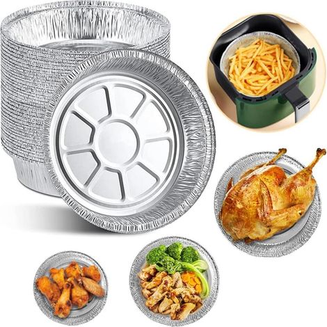 50 Pcs 8 Inch Round Disposable Aluminum Foil Plates for Air Fryers Kitchen Storage Roasting rapport qualité-prix (1/5)