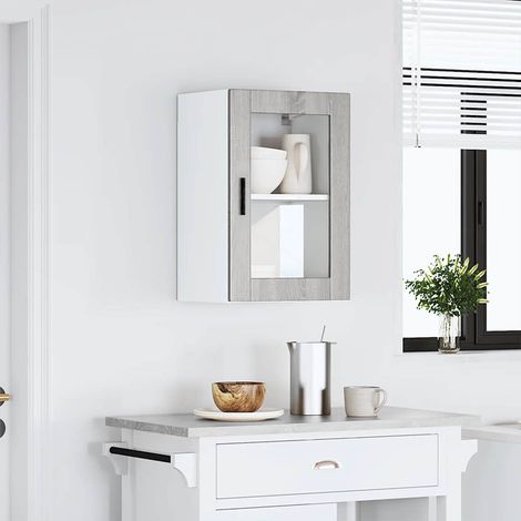 vidaXL Armario de pared para cocina puerta cristal Porto gris sonoma (1/5)