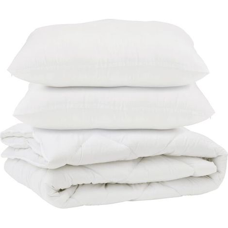 Ensemble couette et oreiller en duvet, ensemble 3 pièces, microfibre blanche. (1/5)
