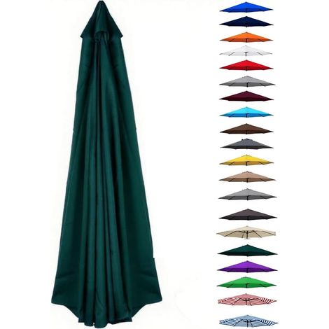 Toile de rechange pour parasol 300 cm 8 baleines, housse anti-poussière de rechange pour parasol, toile de rechange pour parasol, adaptée pour terrasse extérieure, plage, marché, couleurs résistantes, (1/5)