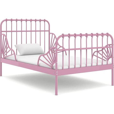 Estructura cama extensible sin colchón metal rosa 80x130/200 cm (1/5)