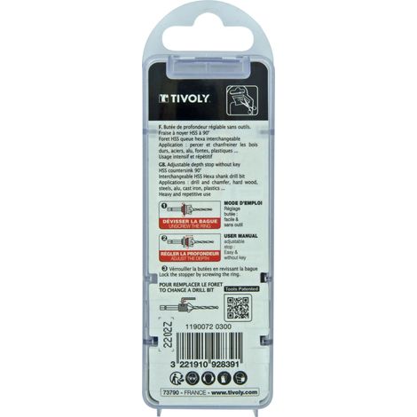 Tivoly • Punta e taglierina per legno 2 in 1 Metal Technic, gambo esagonale, uso intensivo Ø 3 mm