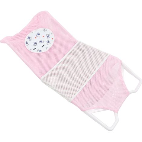 Coussin de bain bébé en filet rose, mignon et ergonomique, pour nouveau-né. (1/5)