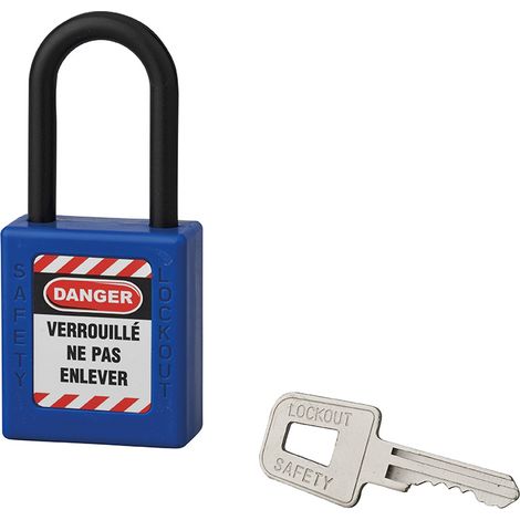 Cadenas de consignation LOTO Lockout Tagout 40 mm anse nylon Ø 6 x 38 mm bleu