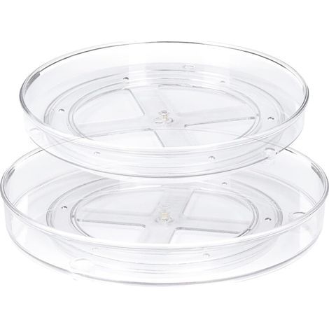 Lot de 2 Lazy Susan Plateau Tournante de Cuisine Plateaux de Rangement Rotatifs à 360° pour Cuisine et Salle de Bain(27 x 4,6 cm + 23,5 x 3,8 cm) (1/5)