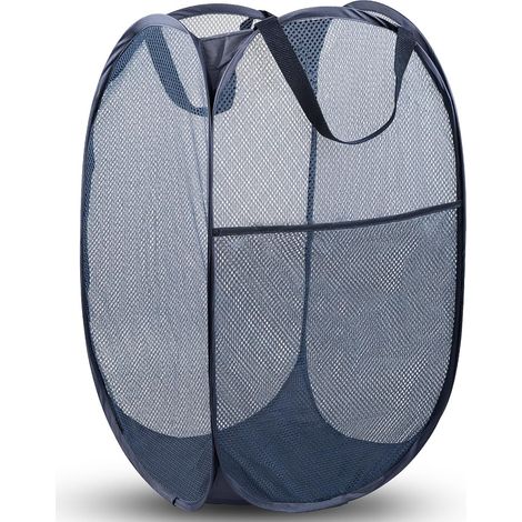 Panier à linge pliable en filet, 1 pièce, gain de place, idéal pour la maison, les voyages et le rangement - Bleu