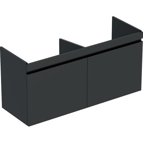 Mueble bajo Geberit Renova Plan para lavabo doble, con dos cajones y dos cajones ingleses: Ancho 122,6cm, Alto 58,6cm, Fondo 43,8cm, Gris aterciopelado / Lacado mate