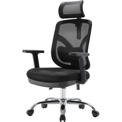 Poltrona sedia ufficio girevole ergonomica HHG-937 regolabile tessuto traspirante nero