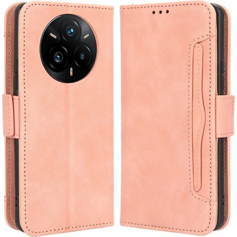 Custodia a libro per Realme 14 Pro+ 5G, con slot per carte, rosa (1/5)