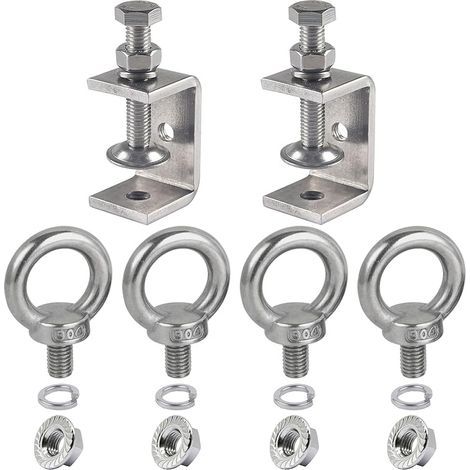 Lot de 6 serre-joints en C en acier inoxydable 304 - Plage de serrage réglable de 6 à 30 mm - Ouvertures de mâchoire en C de 35 mm avec vis à anneau M8 pour le travail du bois (1/5)