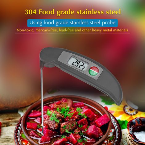 Termómetro digital de cocina de lectura instantánea con interruptor °C/°F y sonda extralarga para dulces, barbacoa, ahumador, carne, aceite, leche y yogur. (1/3)