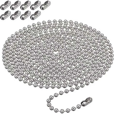 Deux chaînettes métalliques à perles avec boucles perlées, accessoires pour stores enrouleurs, convenant à diverses décorations de guirlandes lumineuses. (1/5)