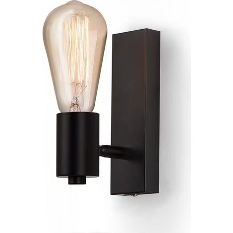 Applique murale noire de style industriel, culot E27, applique murale rotative multi-angle, convient pour salon, chambre (ampoule non incluse) (1/4)