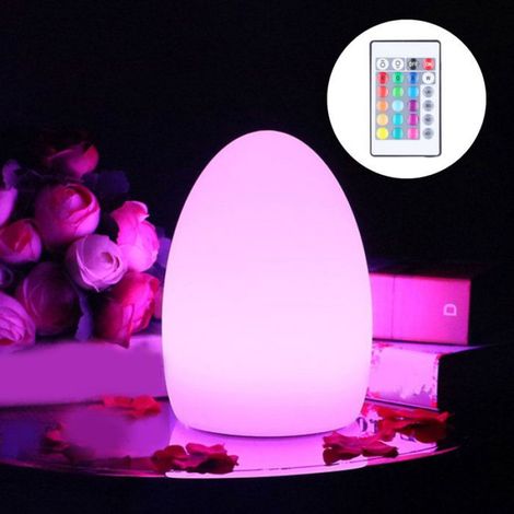 Veilleuse LED LED veilleuse en forme d'oeuf RGBW télécommande 16 couleurs lampe de Table pour intérieur deco decorative (1/5)