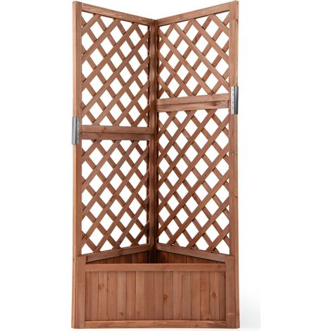 Bac de jardin jardinière en bois surélevé forme triangulaire 55 x 55 x 140 cm espace de plantation spacieux et support décoratif en sapin brun
