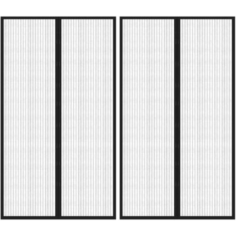 Rideaux de porte anti-insectes 2 pcs avec aimants noir 200x80cm