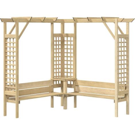 Tonnelle de Jardin Tente de réception - Rapide à Installer d'angle avec banc Bois de pin imprégné BV307483 - BonneVie (1/2)