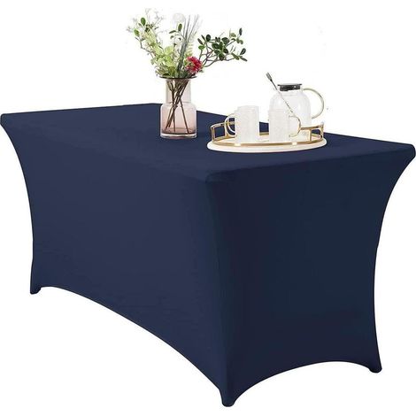 Stretch Tischdecke rechteckig 6ft dunkelblau mit Beintaschen