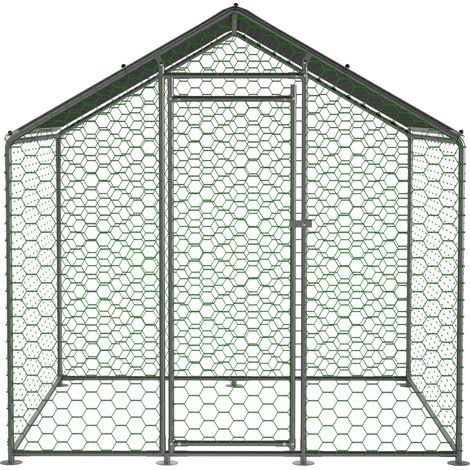 Recinto per polli in acciaio zincato 203 x 197 x 200 cm con telo PE impermeabile e serratura (1/5)
