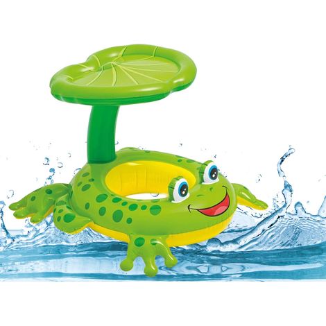 Anneau de Natation Gonflable pour Tout-Petit avec Auvent Anti-Soleil Intégré, Flotteur Sécurisé Adapté aux Enfants de 6 à 36 Mois pour Piscine Plage et Loisirs Aquatiques Estivaux (1/5)
