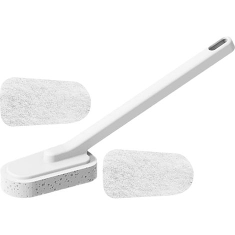 Brosse WC, 2 têtes, blanc, long manche, détachable, pour douche (1/5)