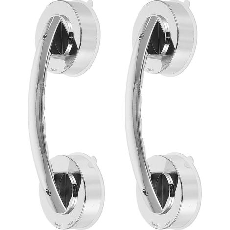 Lot de 2 poignées de porte portables à ventouse pour salle de bain, en plastique (argenté) (1/5)