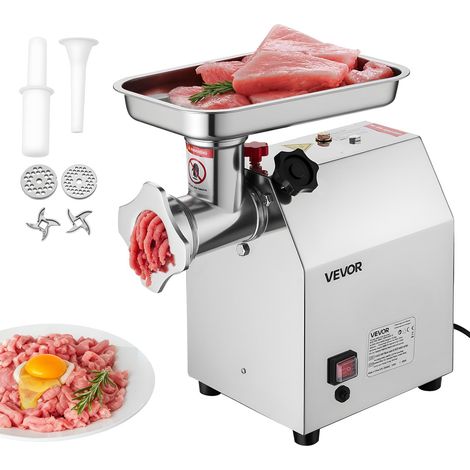 Hachoir à viande électrique, capacité de 2,49 kg/min, poussoir à saucisses de comptoir avec lame, plaque de broyage, hachoir en acier inoxydable pour cuisine et restaurant (1/5)