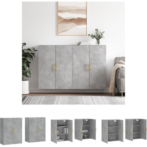 The Living Store Wandschränke 2 Stk. Betongrau 69,5x34x90 cm - Sideboards (1/5)