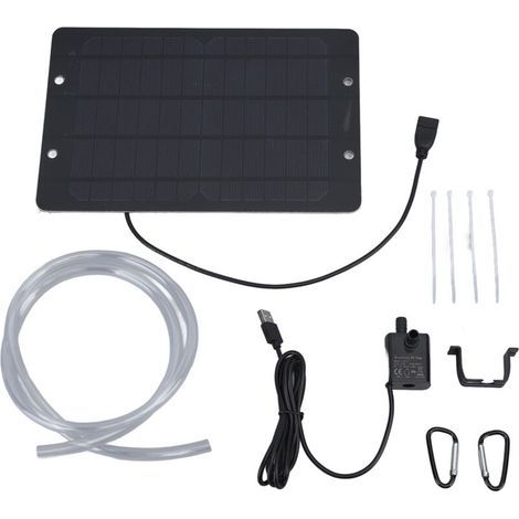 Pompe à eau solaire 6V 10W USB – Débit 240 L/h – Hauteur de levage max 3m – Panneau solaire en silicium monocristallin (1/5)