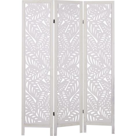 Divisorio decorativo moderno 3 pannelli pieghevoli in legno di Paulownia MDF Soggiorno Camera da letto Bianco Melago