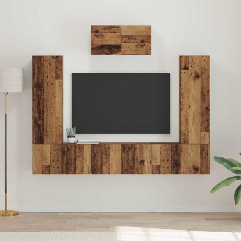 TV-Schrankset Wandmontiert 7 pcs Altholz Holzwerkstoff