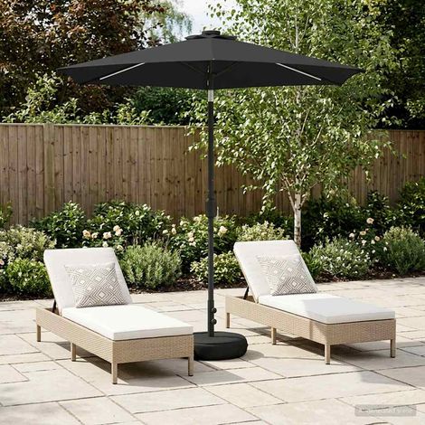Parasol de jardín con luces LED y base 230 x 230 cm Poliéster
