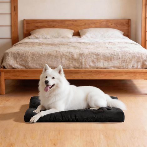 Chew Proof Dog Beds for Aggressive Chewers,Durable Waterproof Fabic Chew Resistant Crate Dog Bed for Puppy Teething & Active Dog, L-104x69cm,Black (1/5)