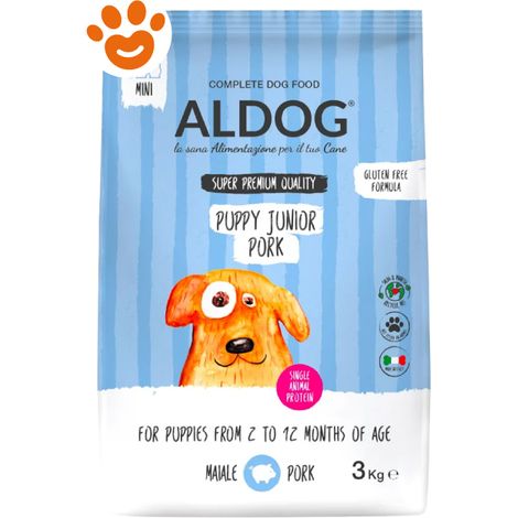 Aldog Dog Super Premium Puppy-Junior Mini Maiale - Sacco 3 Kg - Cibo Secco Cani