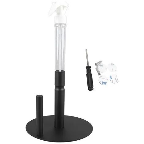 Porte-rouleau de papier essuie-tout avec flacon pulvérisateur et support vertical pour la cuisine et la salle de bain.