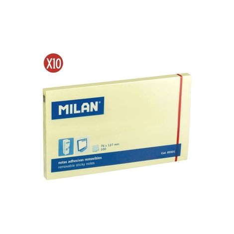 PACK 10 BLOC 100 NOTAS ADHESIVAS AMARILLO 76X127