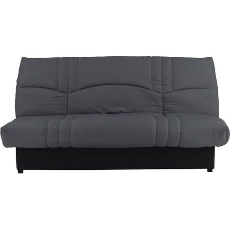 Canapé convertible Clic-clac - 3 places - Tissu Gris Anthracite - 190 x 90 x 92 cm - PIXIE