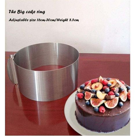 Lot de 2 anneaux à pâtisserie extensibles, diamètre de l'anneau à gâteau 22-40 cm avec échelle, anneau à pâtisserie réglable, moule à gâteau à dessert rond