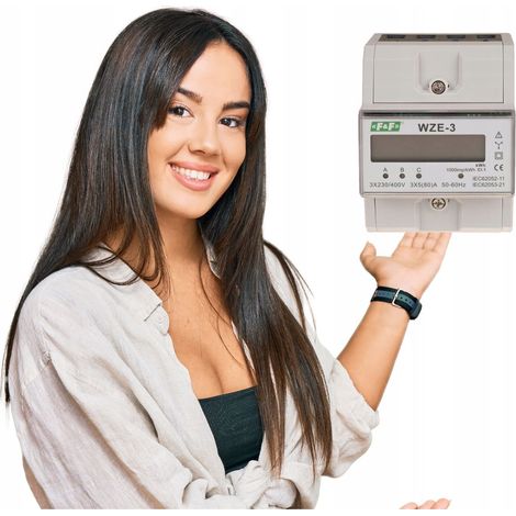 F&F  Compteur d'énergie triphasé WZE-3 - 3x230/400V - LCD - Haute précision - Installation facile (1/5)