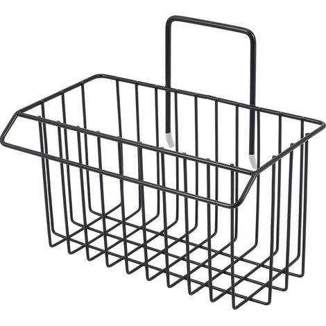 Panier de Rangement Mural en Fer Noir pour Égouttoir sans Perçage, Porte-éponges et Ustensiles Cuisine, Étagère de Vidange Pratique pour Évier, Organisation la Cuisine Compacte (1/5)