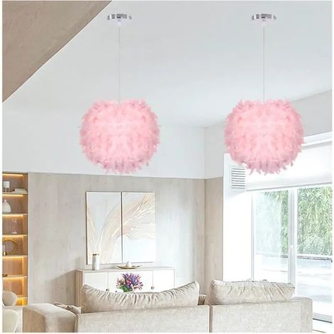 2pcs Lustre Moderne,E27 Lampe Plafonnier Plume Industrielle Vintage Style Edison pour Salon Chambre (1/4)