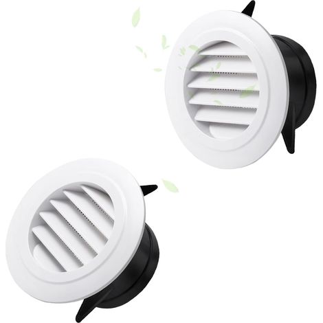 2 Pièces Grille de Ventilation, Grilles Rondes Registres, Grilles et Bouches D'aération, avec Filet Anti-Insectes, pour Installation Intérieure et Extérieure, sur Murs et Plafonds (1/5)