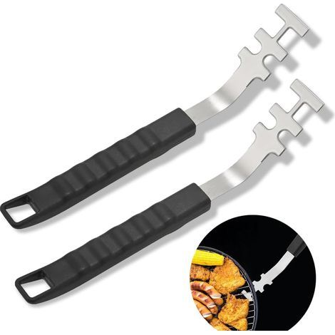Lot de 2 grilles de Cuisson résistantes à la Chaleur,Anti-brûlure, Outils de Barbecue pour Le Camping,Retrait Facile, ustensiles de Cuisson,Matériau Acier Inoxydable, Schwarz (1/5)
