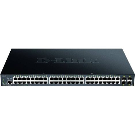D-Link DGS-1250-52XMP Géré L3 Connexion Ethernet, supportant l'alimentation via ce port (PoE) Noir (1/3)